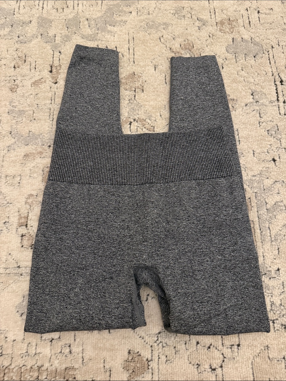 High-Waist Seamless Grey Ribbed Leggings